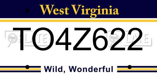 TO4Z622 West Virginia License Plate
