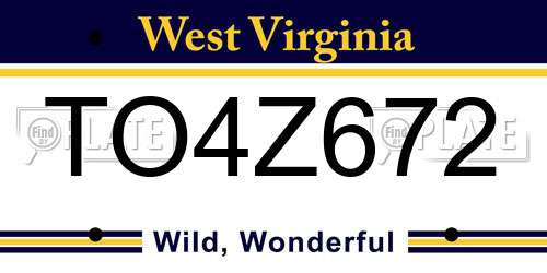 TO4Z672 West Virginia License Plate