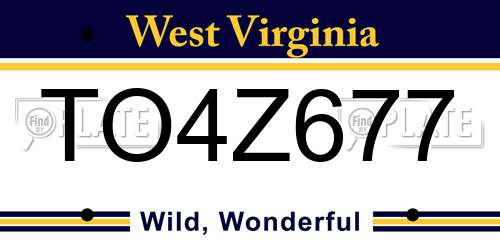 TO4Z677 West Virginia License Plate