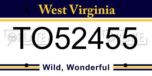 TO52455 West Virginia License Plate