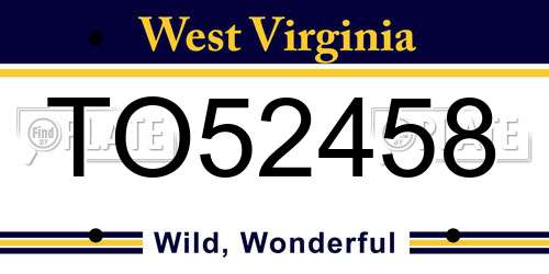 TO52458 West Virginia License Plate