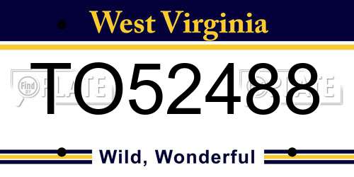 TO52488 West Virginia License Plate