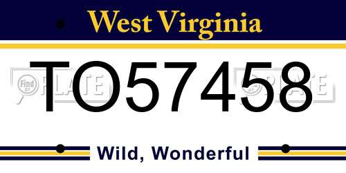 TO57458 West Virginia License Plate