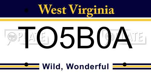 TO5B0A West Virginia License Plate