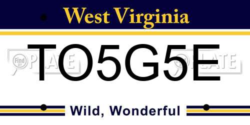 TO5G5E West Virginia License Plate