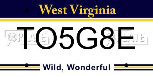 TO5G8E West Virginia License Plate