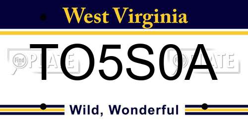 TO5S0A West Virginia License Plate