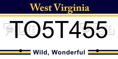 TO5T455 West Virginia License Plate