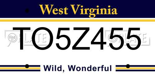 TO5Z455 West Virginia License Plate