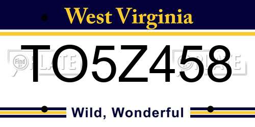 TO5Z458 West Virginia License Plate