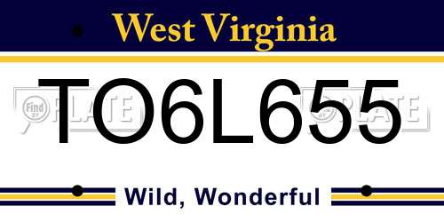 TO6L655 West Virginia License Plate