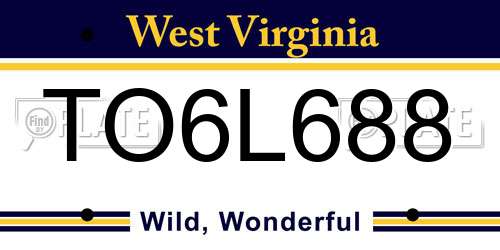 TO6L688 West Virginia License Plate