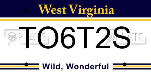 TO6T2S West Virginia License Plate
