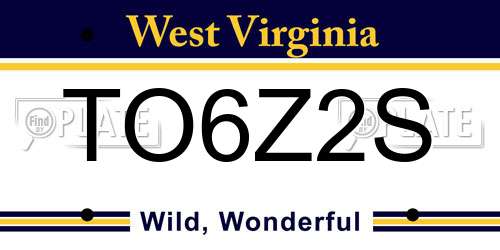 TO6Z2S West Virginia License Plate
