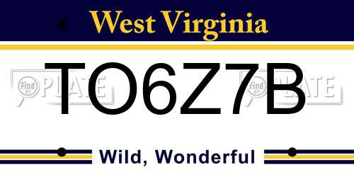 TO6Z7B West Virginia License Plate
