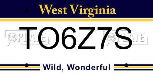 TO6Z7S West Virginia License Plate