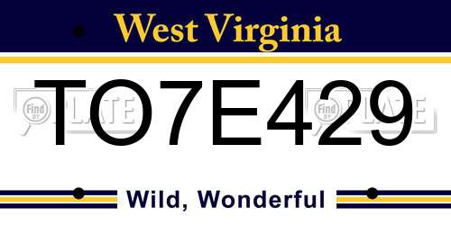 TO7E429 West Virginia License Plate