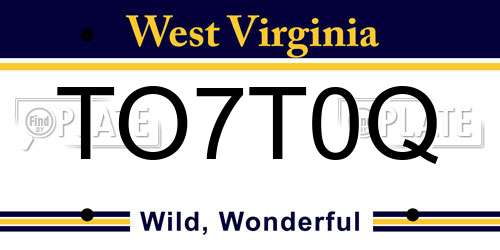 TO7T0Q West Virginia License Plate