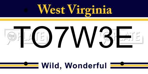 TO7W3E West Virginia License Plate