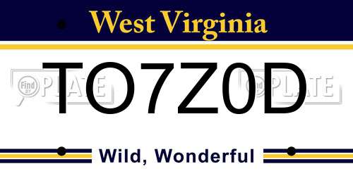 TO7Z0D West Virginia License Plate