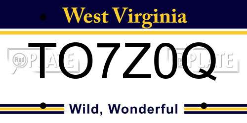 TO7Z0Q West Virginia License Plate