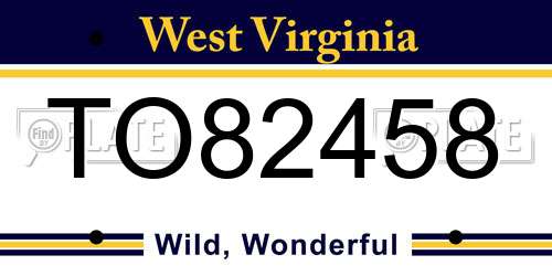 TO82458 West Virginia License Plate