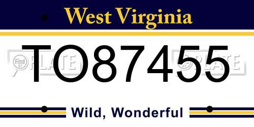 TO87455 West Virginia License Plate