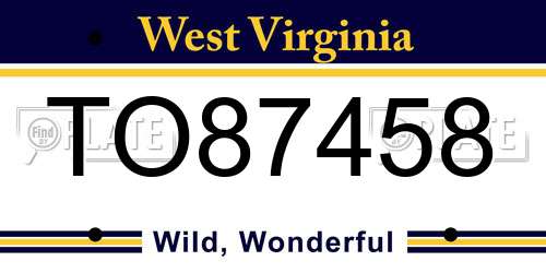 TO87458 West Virginia License Plate