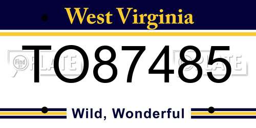 TO87485 West Virginia License Plate