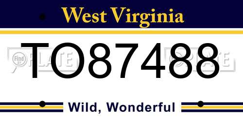 TO87488 West Virginia License Plate