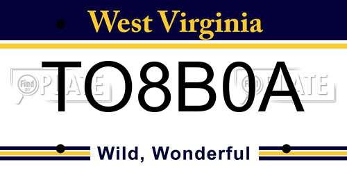 TO8B0A West Virginia License Plate