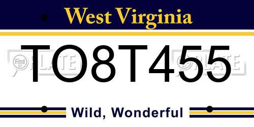 TO8T455 West Virginia License Plate