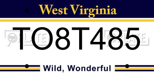 TO8T485 West Virginia License Plate