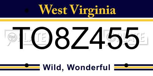 TO8Z455 West Virginia License Plate