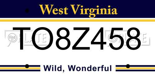 TO8Z458 West Virginia License Plate