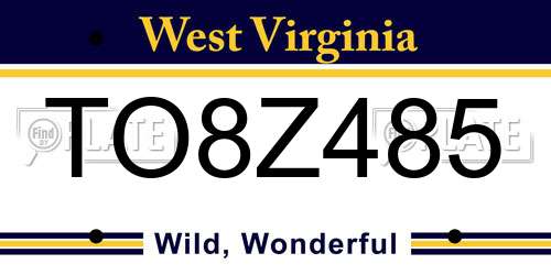 TO8Z485 West Virginia License Plate