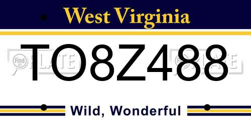 TO8Z488 West Virginia License Plate