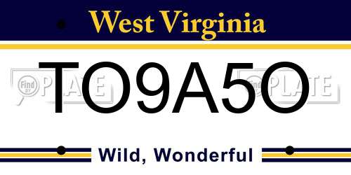 TO9A5O West Virginia License Plate