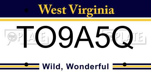 TO9A5Q West Virginia License Plate