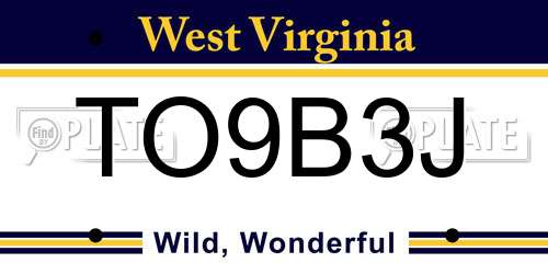 TO9B3J West Virginia License Plate