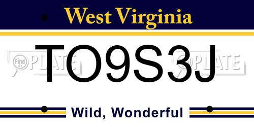 TO9S3J West Virginia License Plate