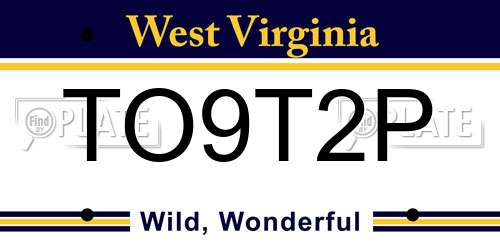 TO9T2P West Virginia License Plate