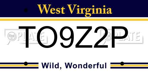 TO9Z2P West Virginia License Plate