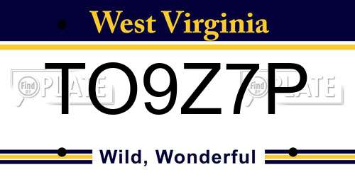 TO9Z7P West Virginia License Plate