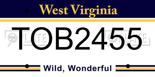 TOB2455 West Virginia License Plate
