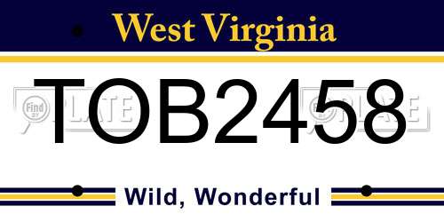 TOB2458 West Virginia License Plate