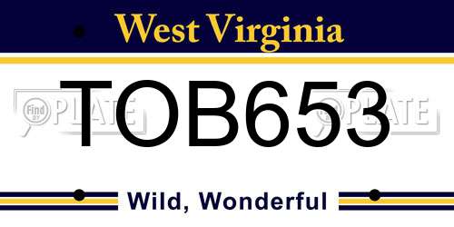 TOB653 West Virginia License Plate