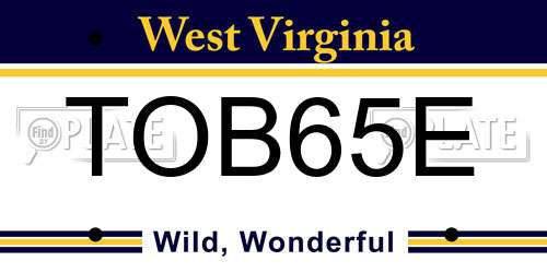 TOB65E West Virginia License Plate