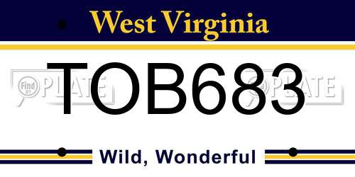 TOB683 West Virginia License Plate