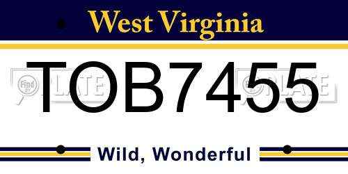 TOB7455 West Virginia License Plate